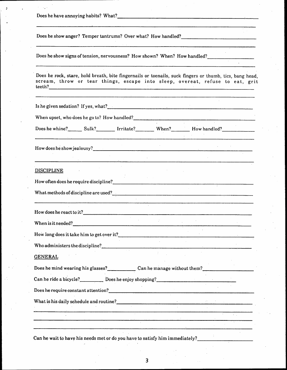 Form DSS-893 Daily Routine for a School-Age Child - Kentucky, Page 3