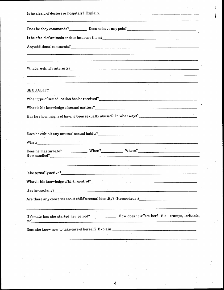 Form DSS-893 Daily Routine for a School-Age Child - Kentucky, Page 4