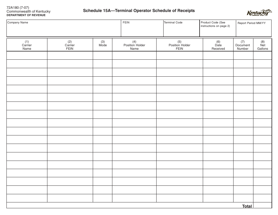 Form 72A180 Schedule 15A - Fill Out, Sign Online and Download Printable ...