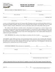 Document preview: Form 72A010 Motor Fuel Tax Refund Permit Holder's Bond - Kentucky