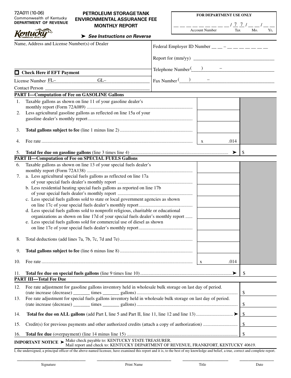 Form 72a011 - Fill Out, Sign Online And Download Printable Pdf 