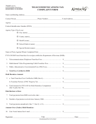 Form 75A005 Telecommunications Tax Complaint Form - Kentucky