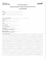 Document preview: Form 73A070 Request for Extension of Reports, Deposit and/or ACH Call-In - Kentucky