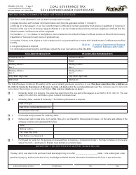 Form 55A004 Coal Severance Tax Seller/Purchaser Certificate - Kentucky