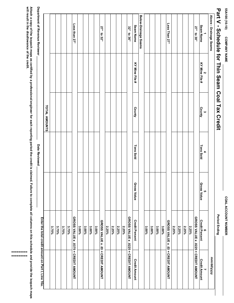 Form 55A100 Coal Severance Tax Return - Kentucky, Page 4