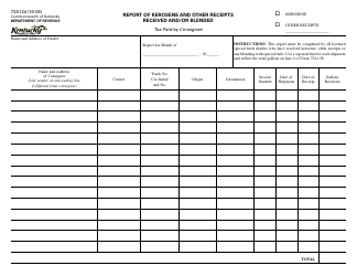 Document preview: Form 72A124 Report of Kerosene and Other Receipts Received and/or Blended - Kentucky