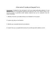 Document preview: Asbestos Alternative Procedures Request Form - Kentucky