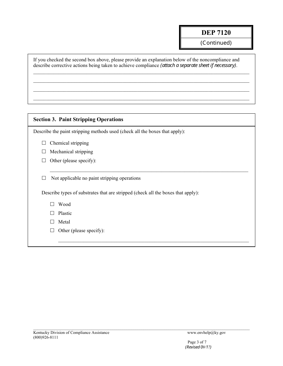 Form DEP7120 Initial Notification / Compliance Certification - Kentucky, Page 3