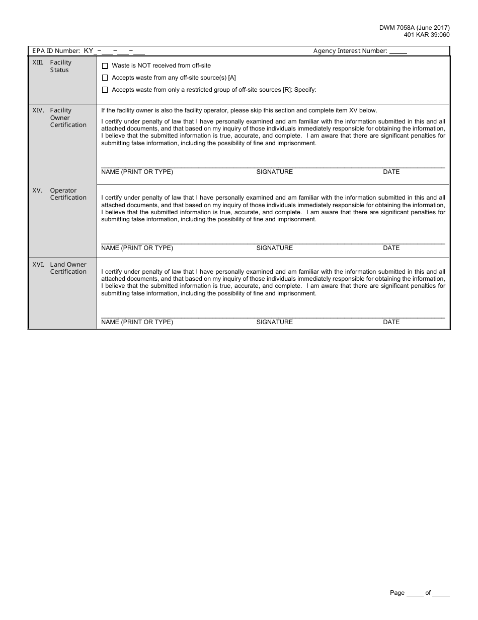 Form DWM7058A Part A Application Addendum - Kentucky, Page 4