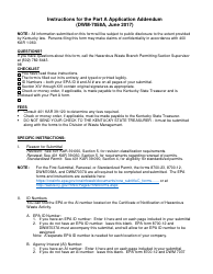 Instructions for Form DWM7058A Part A Application Addendum - Kentucky