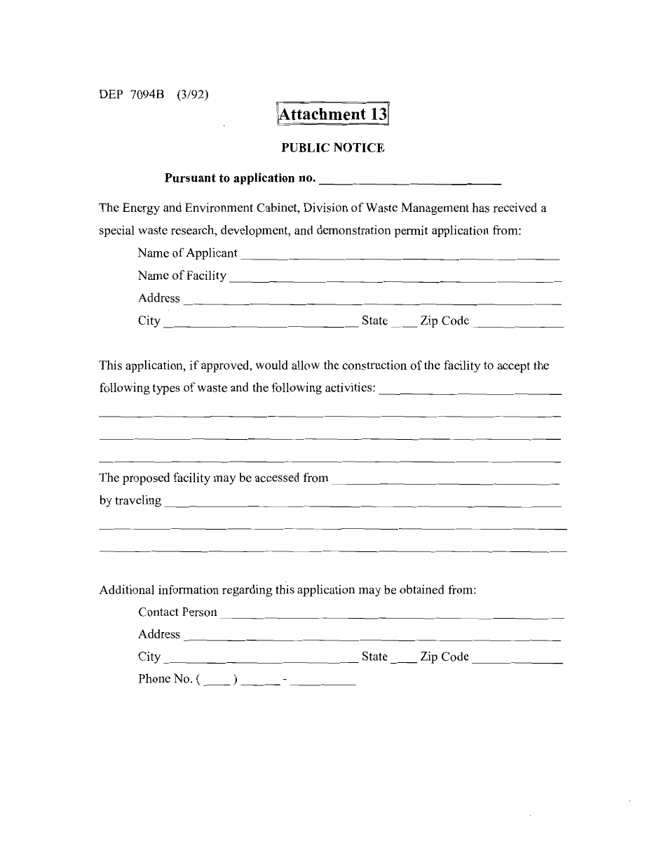 Form DEP7094B Research Development, and Demonstration Permit Application - Kentucky, Page 9