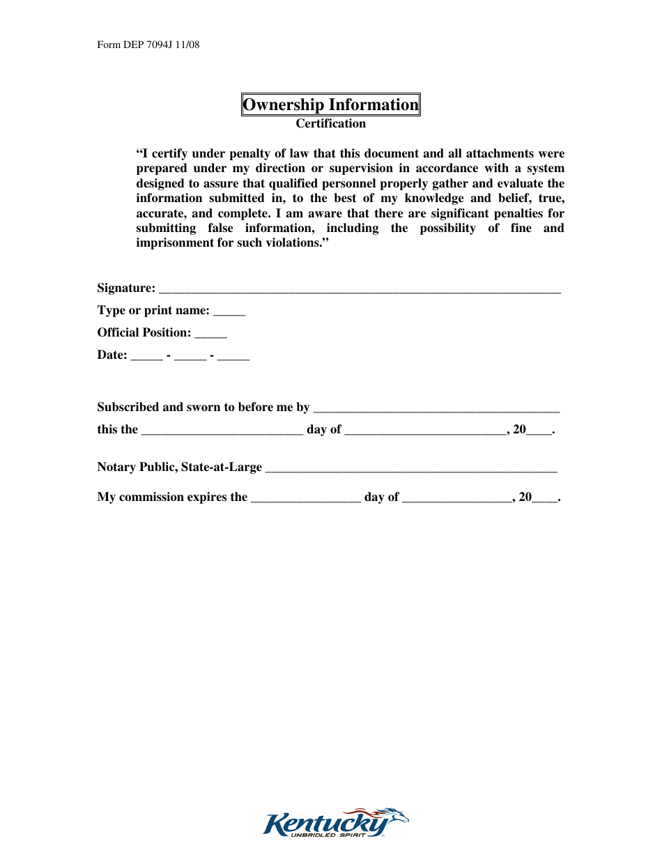 Form DEP7094J Applicant Disclosure Statement for a Special Waste Facility - Kentucky, Page 6