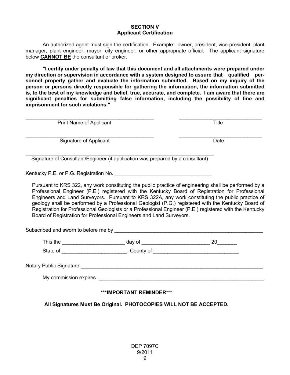 Form DEP7097C Closure Report for Petroleum Releases and Exempt Petroleum Tank Systems - Kentucky, Page 10