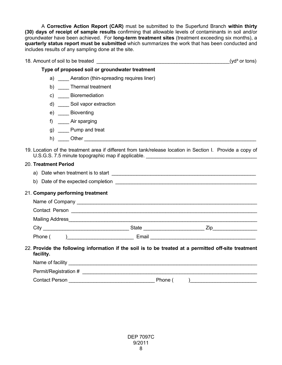Form DEP7097C Closure Report for Petroleum Releases and Exempt Petroleum Tank Systems - Kentucky, Page 9