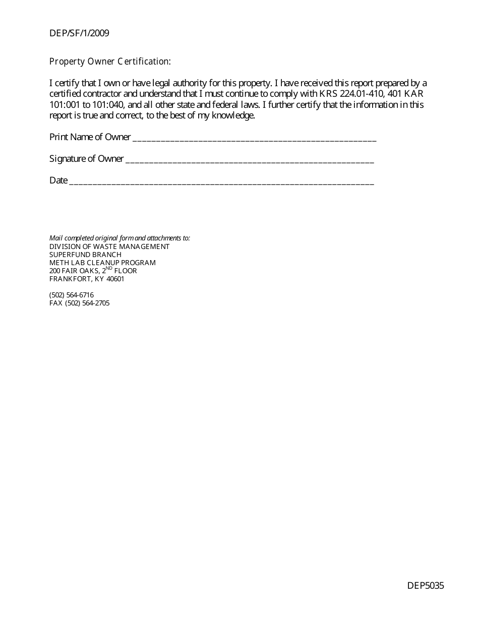 Form DEP5035 Contractors Certificate of Decontamination for Inhabitable Properties - Kentucky, Page 7