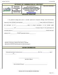 Form DEP0061 Affidavit of Termination of Contract - Kentucky