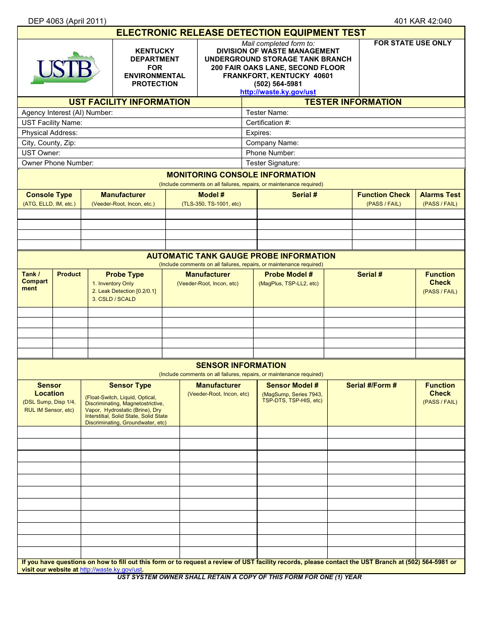 Form DEP4063 - Fill Out, Sign Online and Download Printable PDF ...