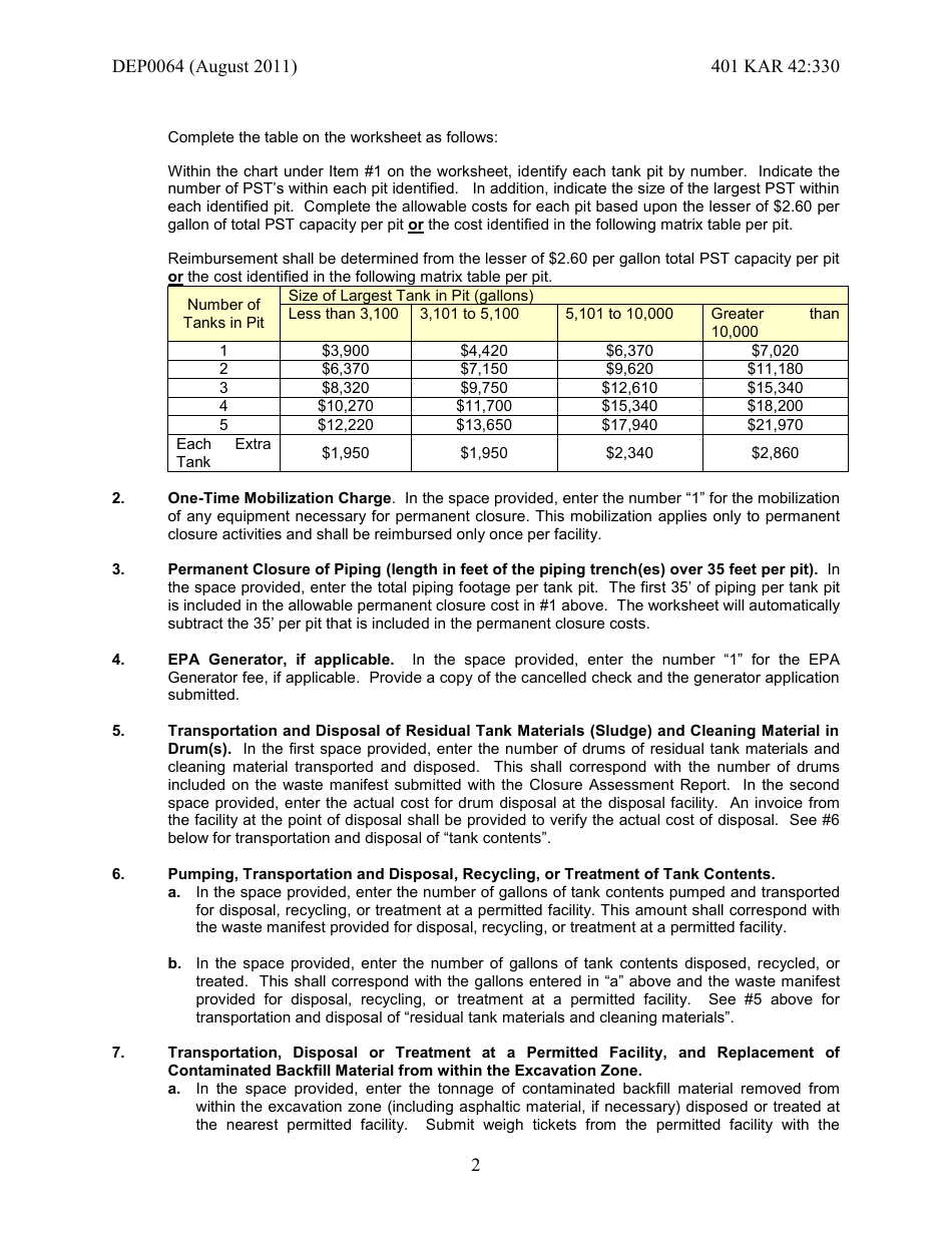 Instructions for Form DEP0064 Sotra Reimbursement Worksheet - Kentucky, Page 2