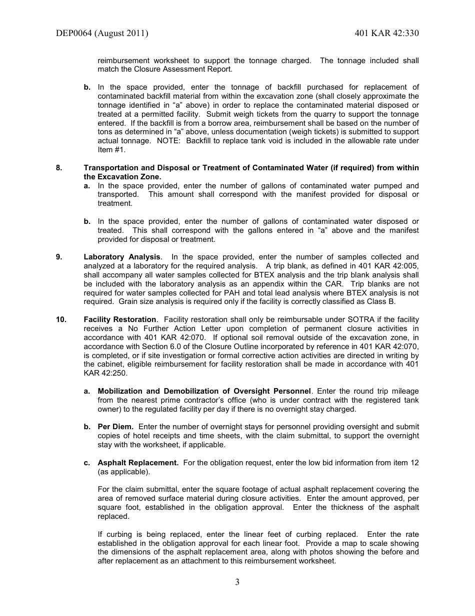 Instructions for Form DEP0064 Sotra Reimbursement Worksheet - Kentucky, Page 3