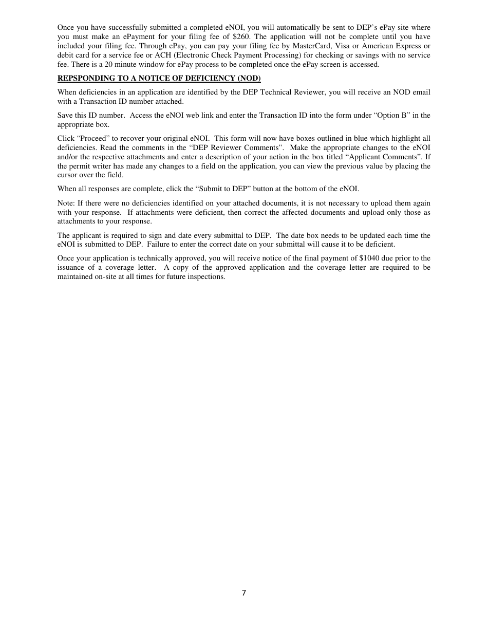 Instructions for Form NOI-KYG04 Notice of Intent (Noi) for Coverage of Coal Mining, Processing and Associated Activities in Kentucky Under the Kpdes General Permit - Kentucky, Page 7
