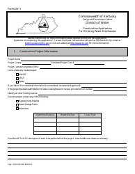 Form DW-1 &quot;Construction Application for Drinking Water Distribution&quot; - Kentucky