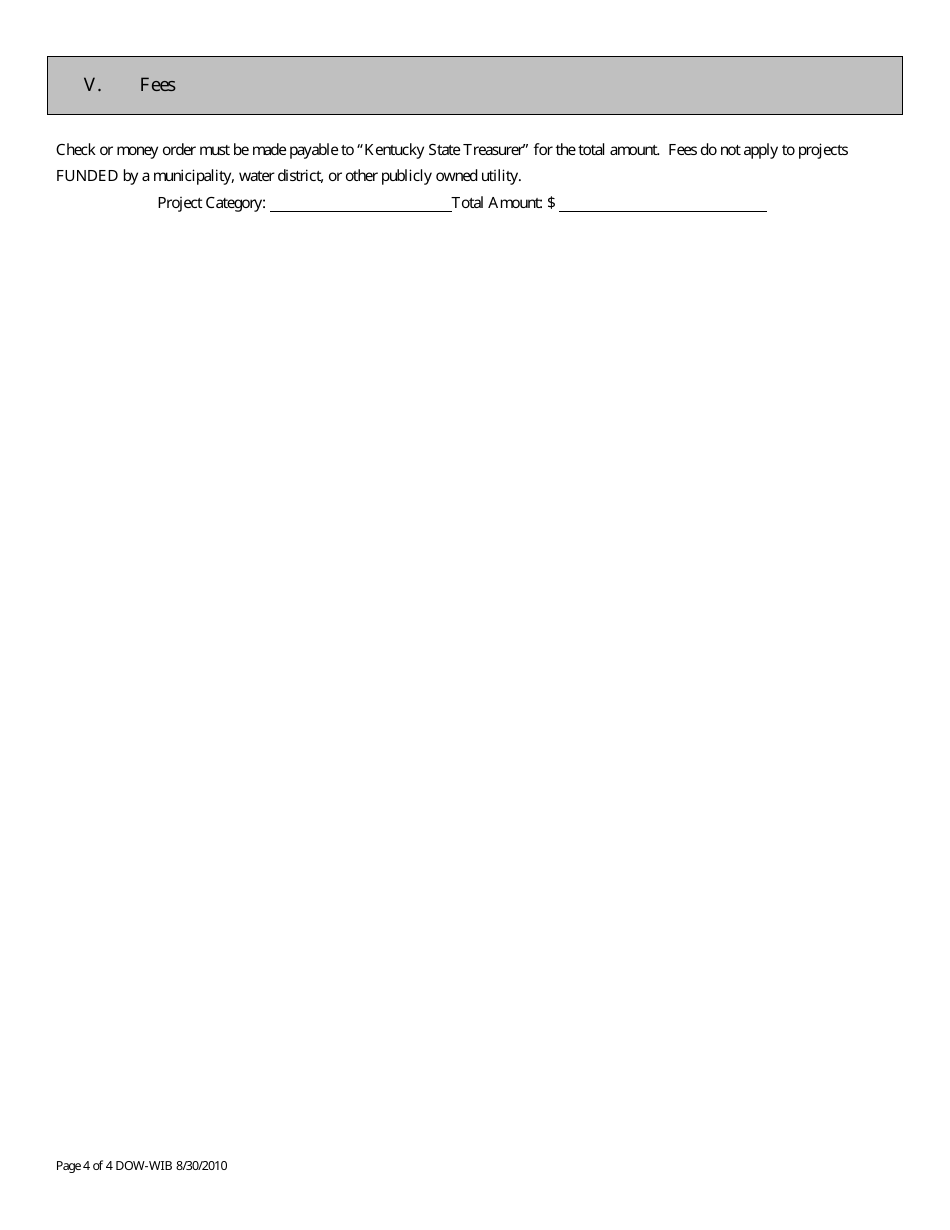 Form DW-1 Construction Application for Drinking Water Distribution - Kentucky, Page 4