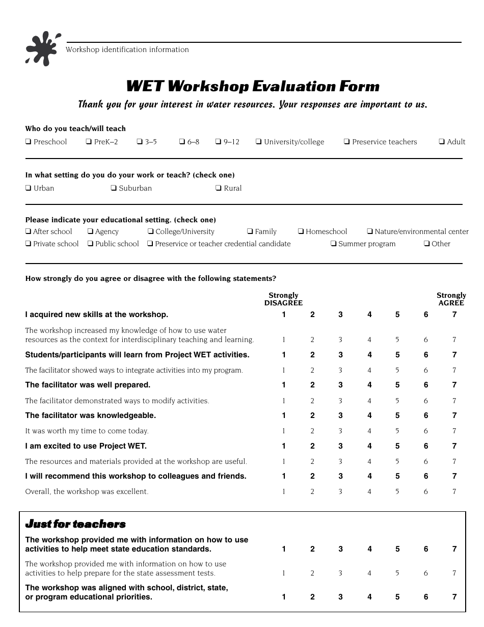Wet Workshop Evaluation Form - Virginia, Page 1