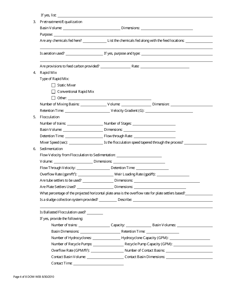 Form DW-2 Construction Application for Drinking Water Treatment - Kentucky, Page 4