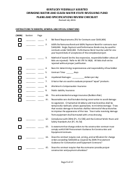 &quot;Plans and Specifications Review Checklist - Drinking Water and Clean Water State Revolving Fund&quot; - Kentucky, Page 9