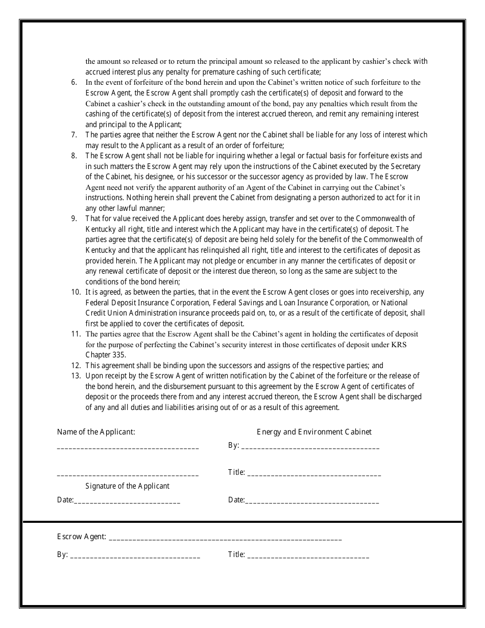 Water Well Drillers Performance Bond Form - Kentucky, Page 4