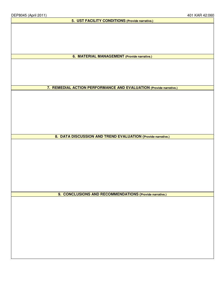 Form DEP8045 Corrective Action Monitoring Report Form - Kentucky, Page 4