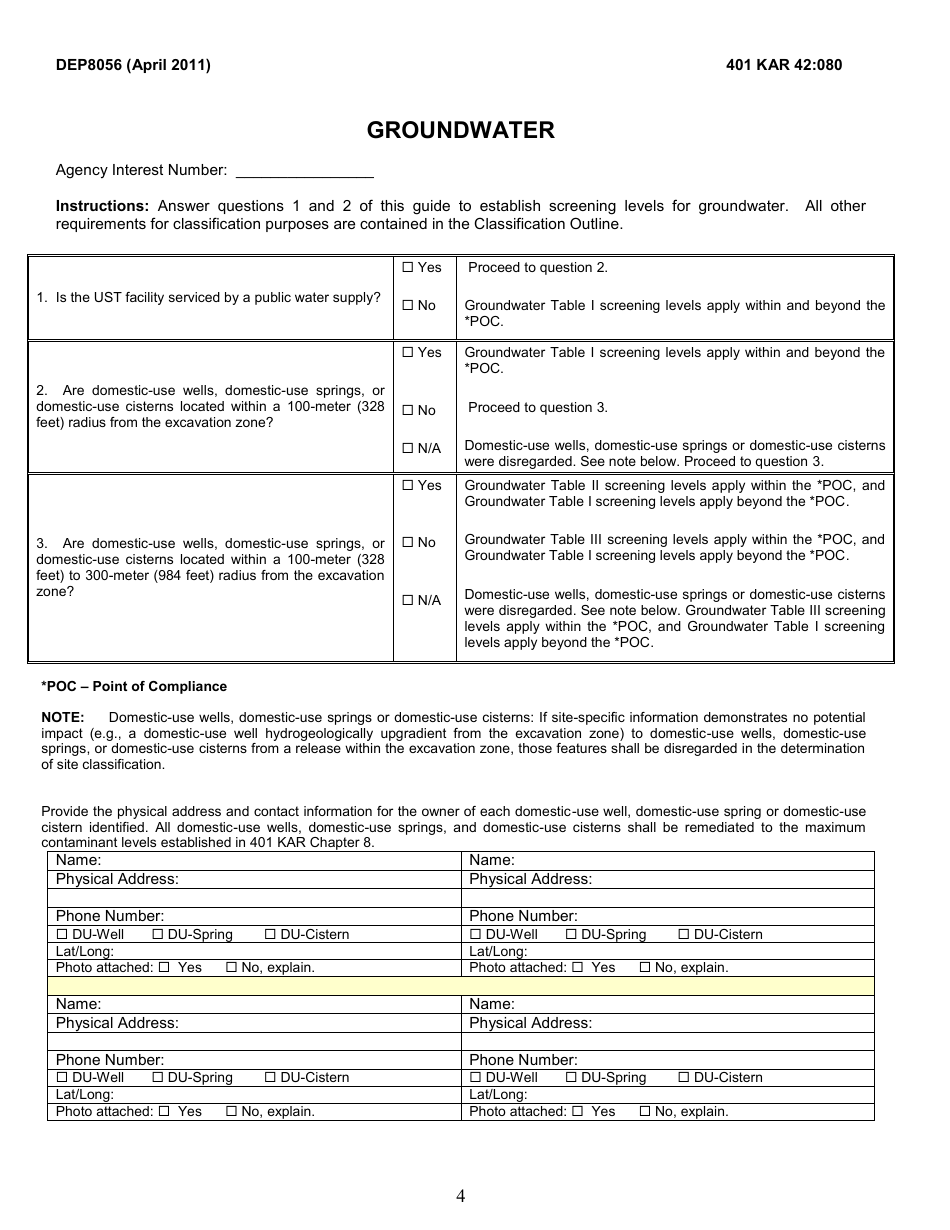 Form DEP8056 Classification Guide - Kentucky, Page 4