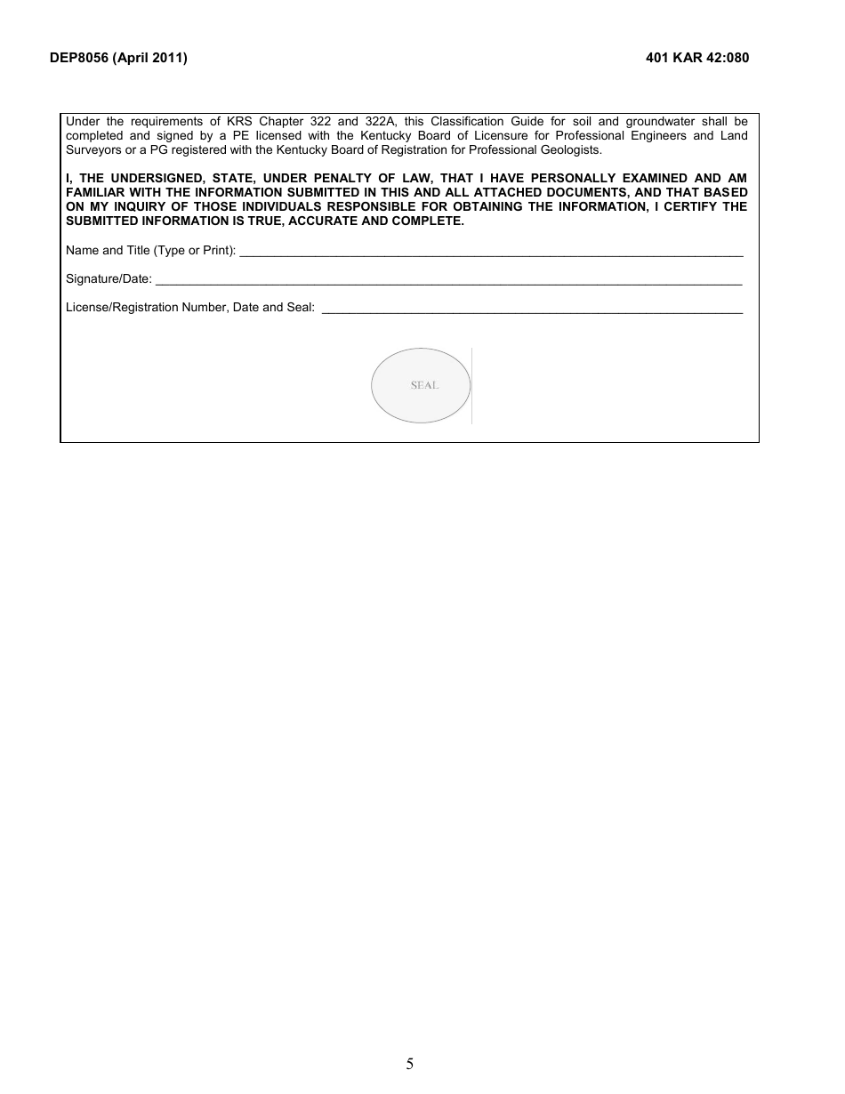 Form DEP8056 Classification Guide - Kentucky, Page 5