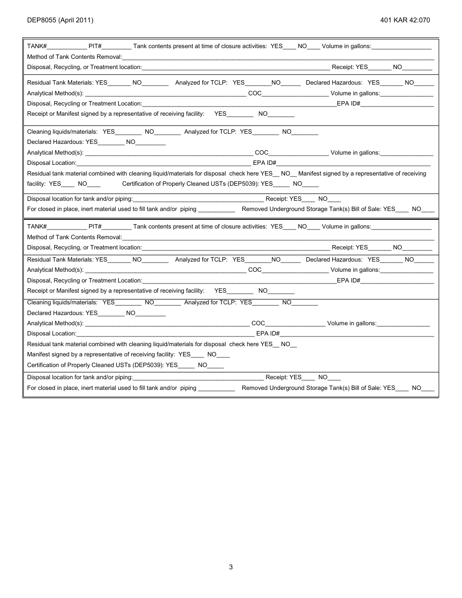 Form DEP8055 Closure Assessment Report - Kentucky, Page 3