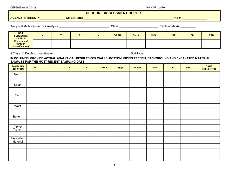 Form DEP8055 Closure Assessment Report - Kentucky, Page 4