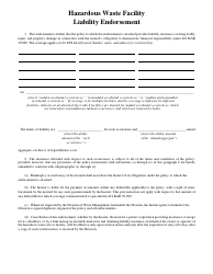 Document preview: Form DEP-6035K Hazardous Waste Facility Liability Endorsement - Kentucky