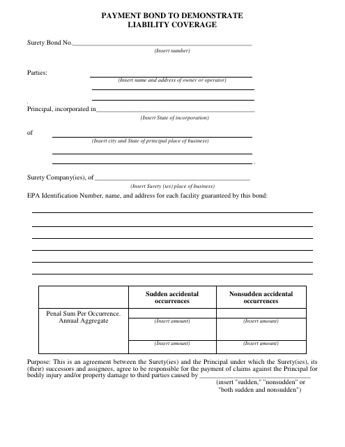 Form DEP-6035O Payment Bond to Demonstrate Liability Coverage - Kentucky