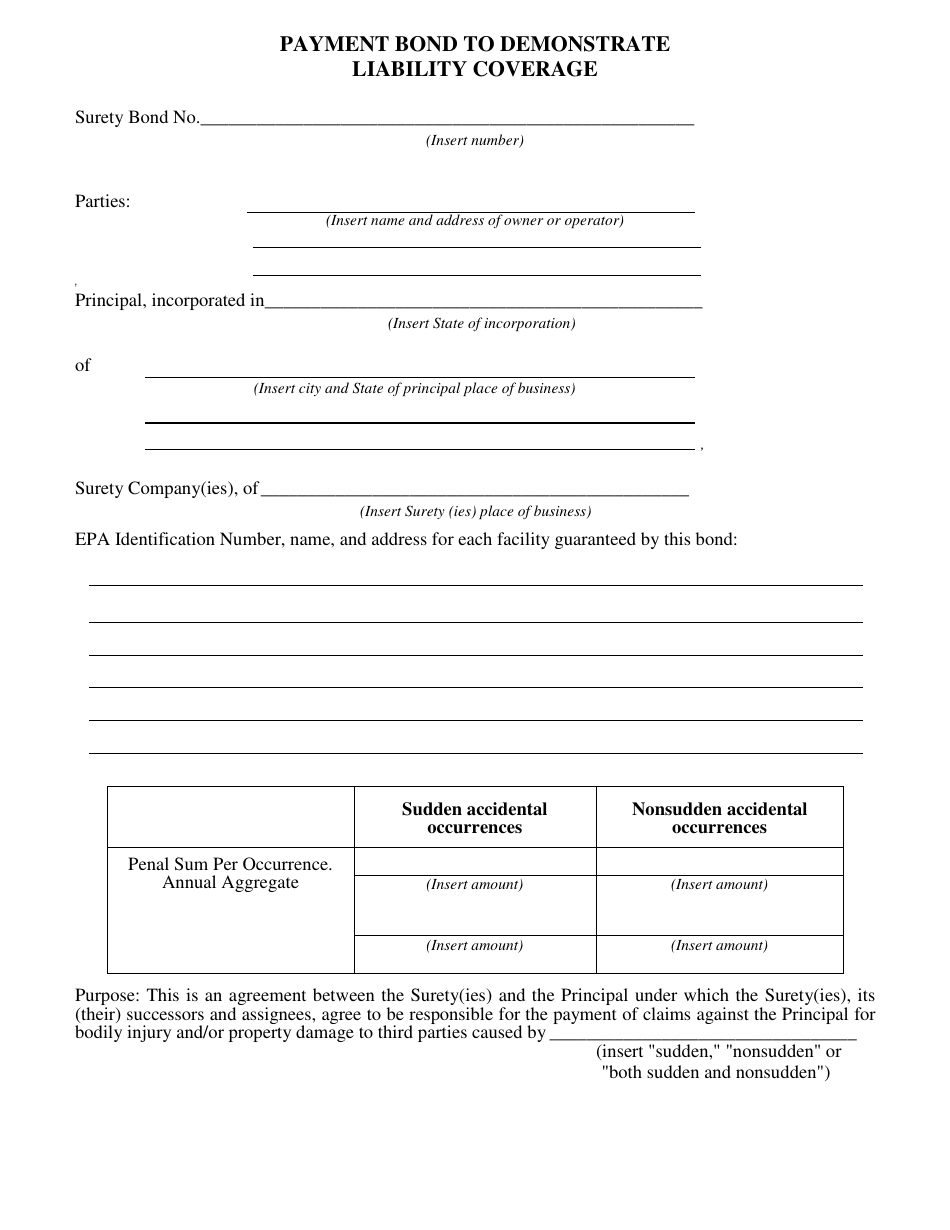 Form DEP-6035O Payment Bond to Demonstrate Liability Coverage - Kentucky, Page 1
