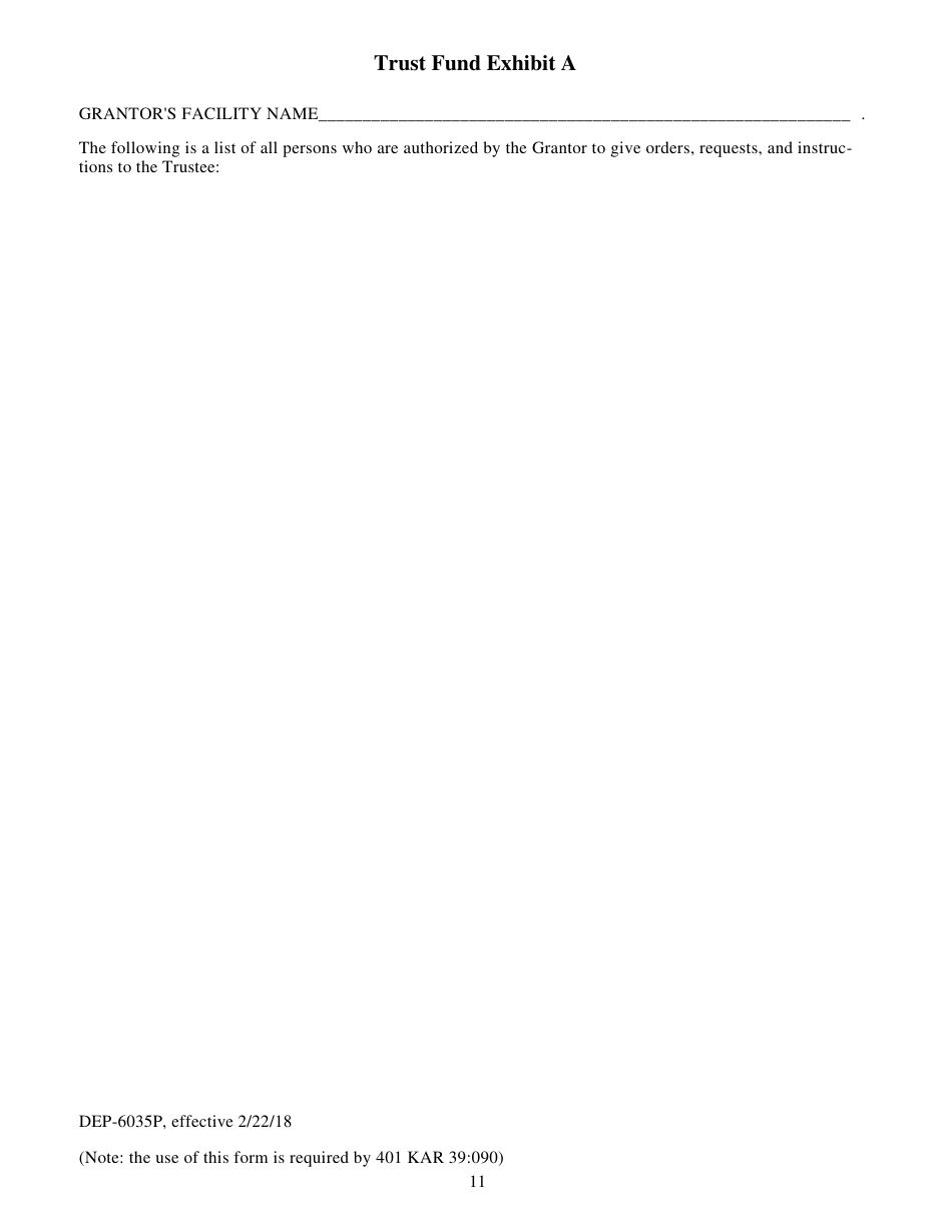 Form DEP-6035P Trust Agreement to Demonstrate Liability Coverage - Kentucky, Page 11