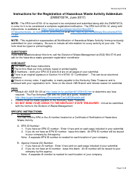 Instructions for Form DWM7037A Registration of Hazardous Waste Activity Addendum - Kentucky