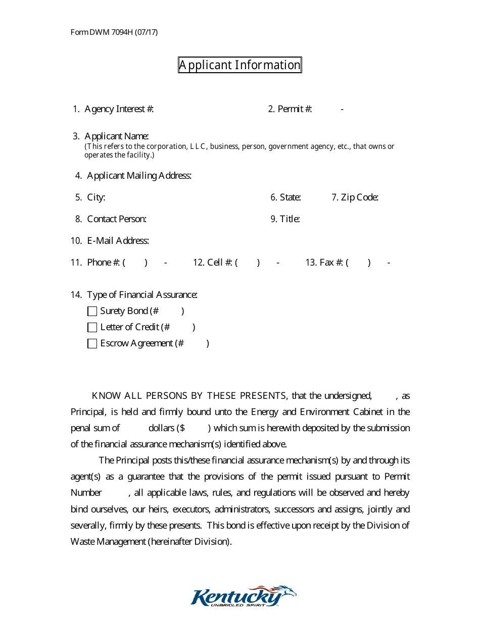 Form DWM7094H Performance Agreement - Kentucky, Page 2