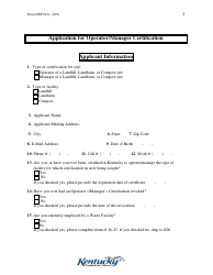Form DEP6031 Application for Operator/Manager Certification - Kentucky, Page 2