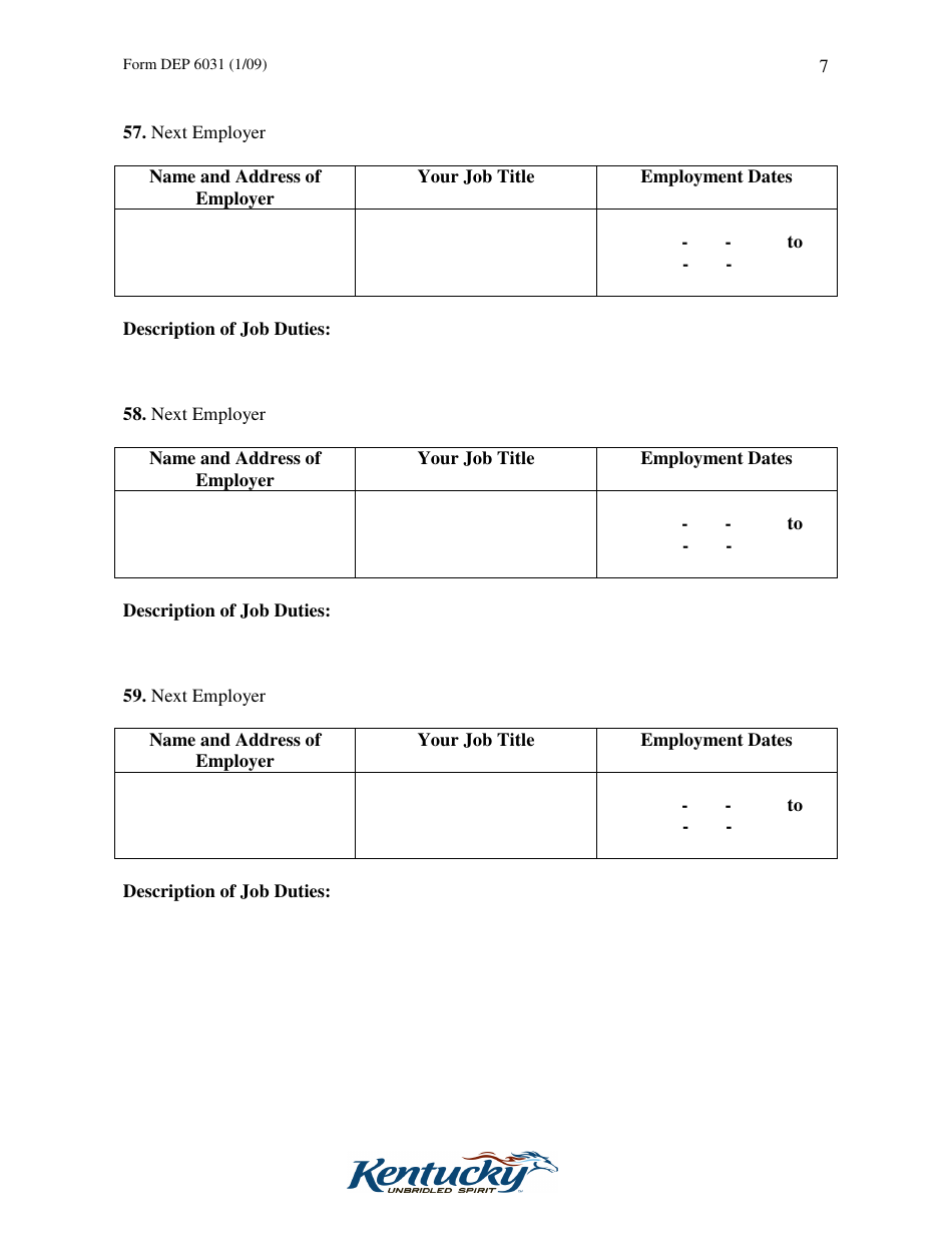 Form DEP6031 Application for Operator / Manager Certification - Kentucky, Page 7