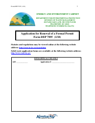 Form DEP7095 Application for Renewal of a Formal Permit - Kentucky