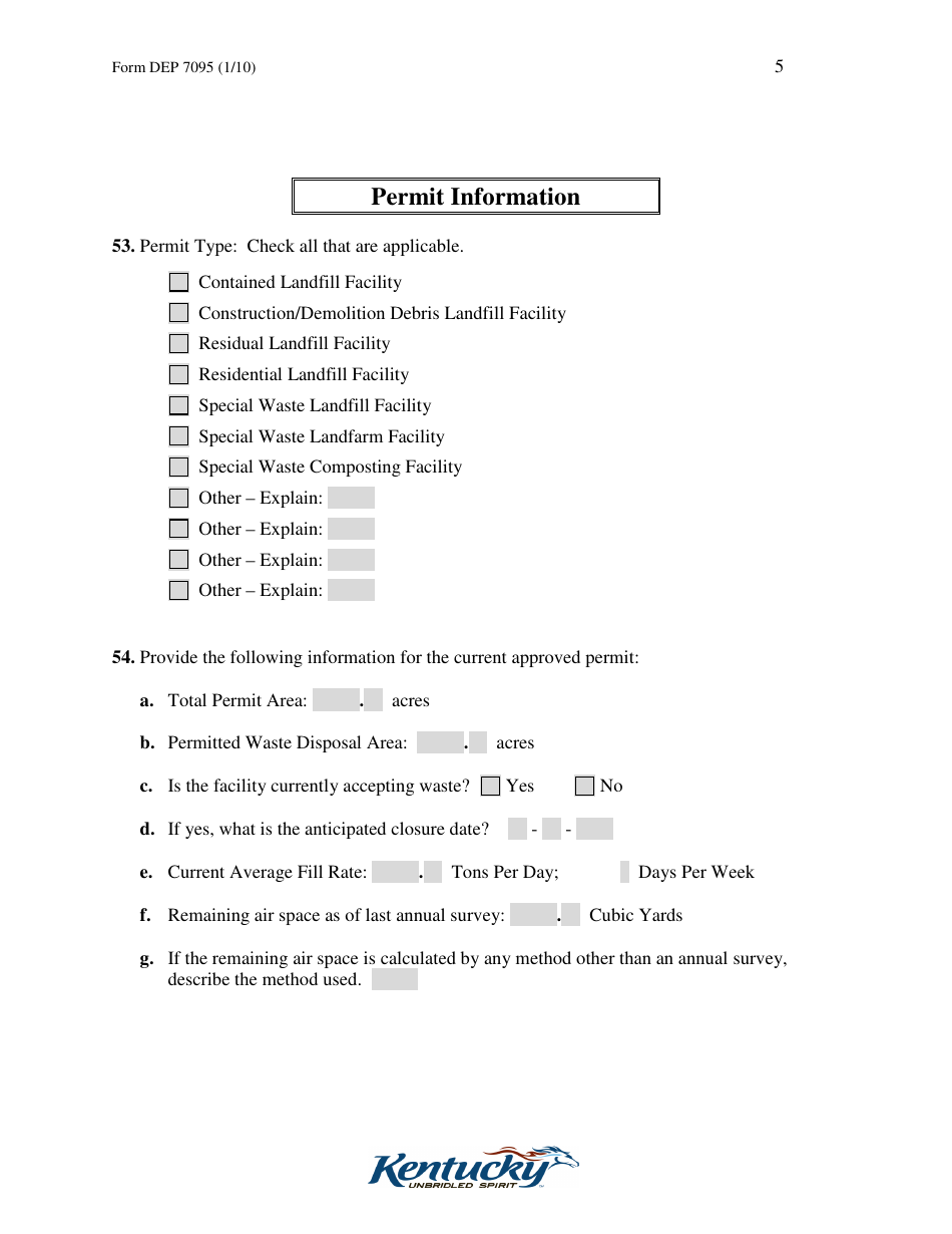 Form DEP7095 Application for Renewal of a Formal Permit - Kentucky, Page 5