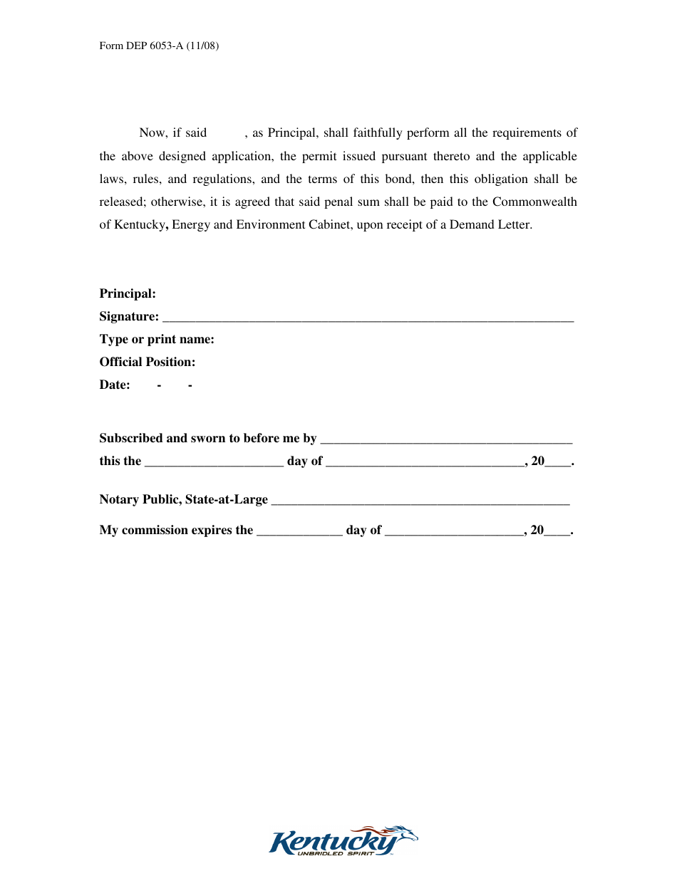 Form DEP6053-A Performance Agreement - Kentucky, Page 5