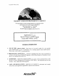 Form DEP7094A &quot;Application for a Special Waste Landfill Permit&quot; - Kentucky