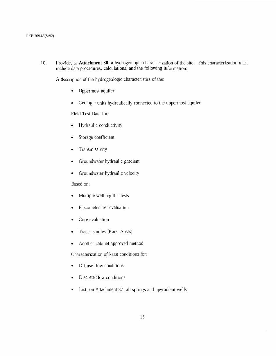 Form DEP7094A Application for a Special Waste Landfill Permit - Kentucky, Page 15