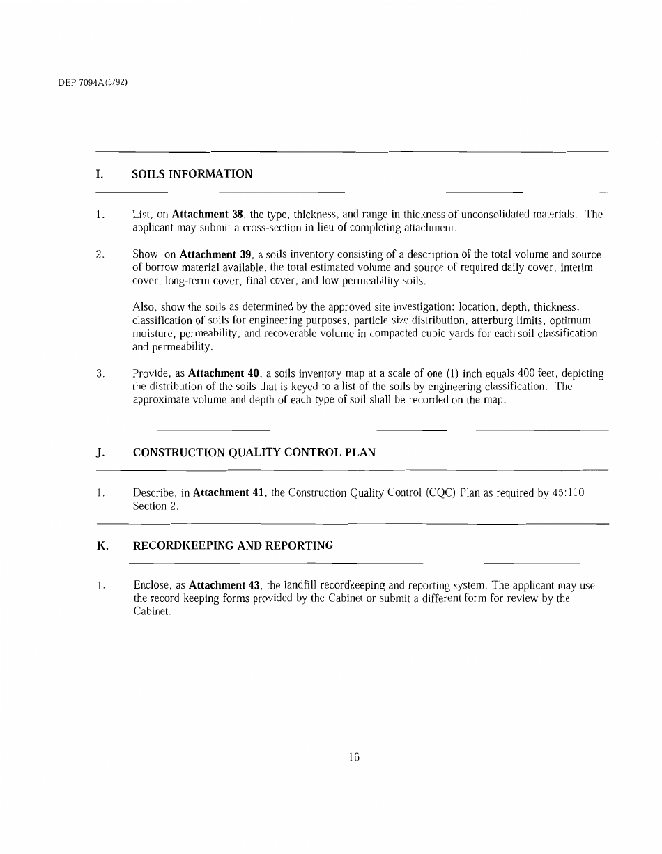 Form DEP7094A Application for a Special Waste Landfill Permit - Kentucky, Page 16