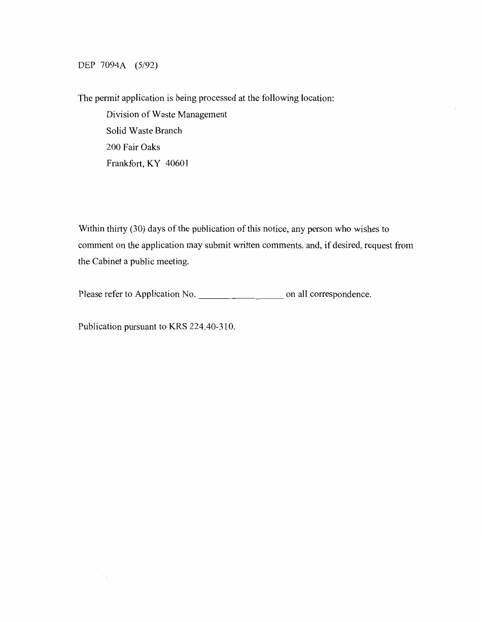 Form DEP7094A Application for a Special Waste Landfill Permit - Kentucky, Page 24